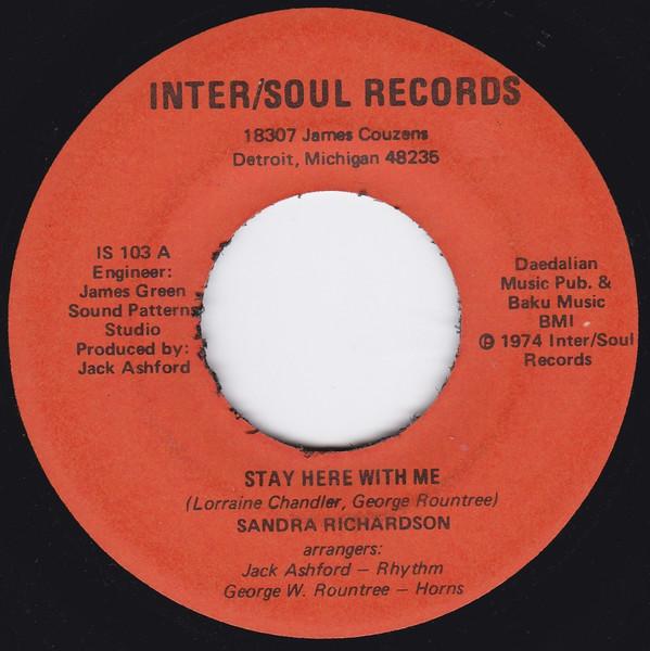 Sandra Richardson - Stay Here With Me / Don't Let Me Down